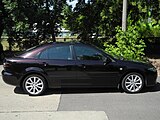 Mazda 6 GG1 (2005–2007), Kombilimousine „Sport“. Hier das Modell 2.3 MZR von 2006 mit Vollausstattung und einem Effektlack, der bei Mazda als Festivalschwarz bezeichnet wurde.