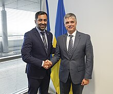 Yousaf meets with Ukrainian ambassador Vadym Prystaiko Meeting with Ambassador of Ukraine.jpg