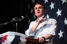 Bennet speaking at the 2019 Iowa Democratic Wing Ding in August 2019 Michael Bennet (48560788931).jpg