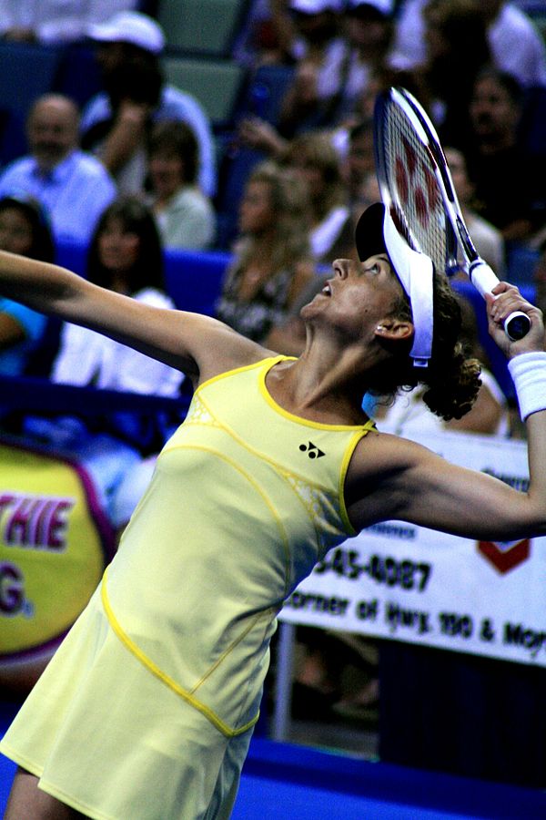 Seles in the 2007 exhibition against Martina Navratilova in New Orleans, Louisiana