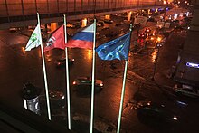 Moscow, night view of Rizhskaya Square and Third Ring overpass (31427641250).jpg