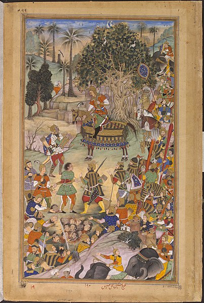 File:Muhammad Husayn Mirza gefangen vor Akbar.jpg