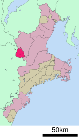 Situering van Nabari in de prefectuur Mie