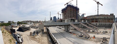 Chantier de la gare depuis l'ouest, en août 2019.