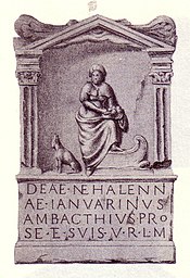 Carved stone votive for Nehalennia in Domburg, Zeeland, the Netherlands Nehalennia.jpg