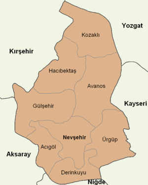Nevşehir location districts.png