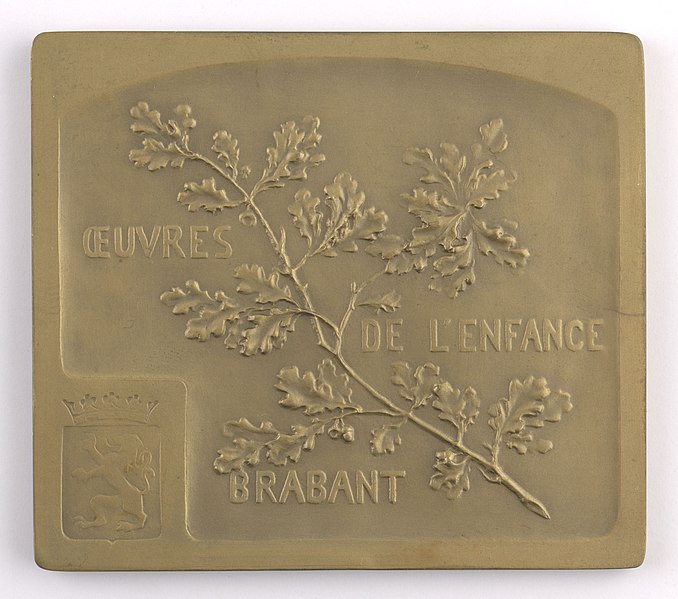 File:Oeuvres de l'Enfance Brabant, plaquette by Pierre Theunis, Belgium, (1919), Coins and Medals Department of the Royal Library of Belgium, 2Lef87-70 (verso).jpg