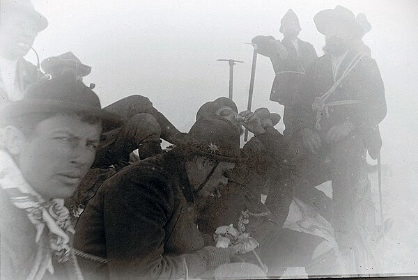 Austrian mountaineers at Ortler peak in 1891