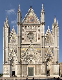 Facade of Orvieto Cathedral, in the construction of which Sanmicheli collaborated as master builder Orvieto kathedrale 1.jpg