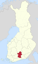 Пяйянне Тавастия на карте Финляндии