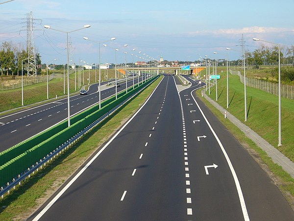 A2 near Poznań, opened in 2003. This picture shows the motorway before a six-lane expansion done in 2019