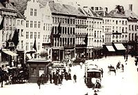 Paardentram op de Korenmarkt, 19e eeuw.