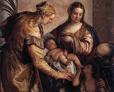 Paolo Veronese - Aziz Barbara ve Bebek Aziz John ile Kutsal Aile - WGA24826.jpg