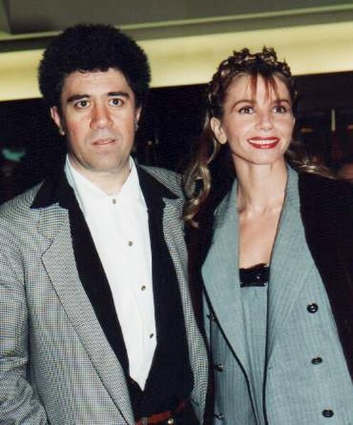 Almodóvar with Victoria Abril, star of High Heels, at the 1993 César Awards in Paris