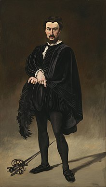 Édouard Manet, Der Tragöde, 1865–66, Öl auf Leinwand; National Gallery of Art, Washington. – Manets Bild ist stark von den Gemälden geprägt, die Velázquez von den Hofnarren am spanischen Königshof schuf.