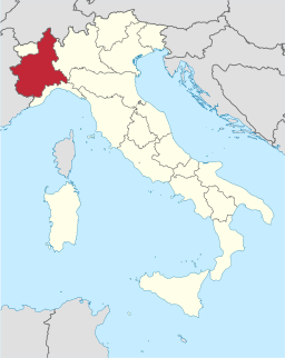 Karta över Italien med Piemonte markerat