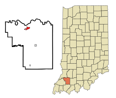 Pike County Indiana Incorporated and Unincorporated areas Petersburg Highlighted