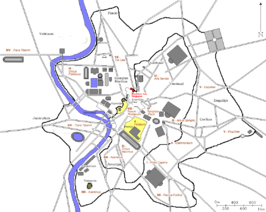 Locatie van de Markten van Trajanus (in rood)