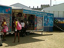 A portable shop at VISA FIVB Beach Volleyball International (2011) Portable shop for London 2012.jpg