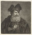 Portret van een man met een baard en een muts, naar Rembrandt