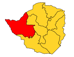 Matabeleland Norths läge i Zimbabwe