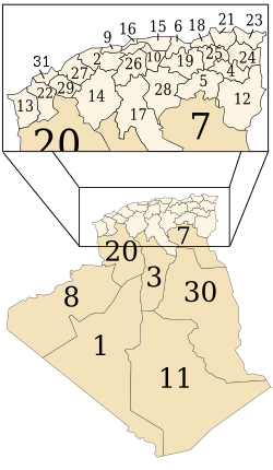 Provincias De Argelia: Listado, Antiguas subdivisiones, Artículos relacionados