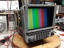 A 'new' AMLCD TV TAB DU in test mode showing color bars. The bezel is removed to allow a higher view angle. RDNG-AMLCD TV TAB.jpg