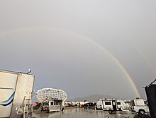 Rainfall on September 2 Rainbow and LED Zeppelin 3, Liminal Labs, 6-15 and F, Black Rock City, Black Rock Desert, Pershing County, Nevada, USA.jpg