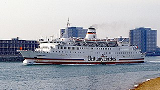 Reine Mathilde Brittany Ferries ship departing Portsmouth