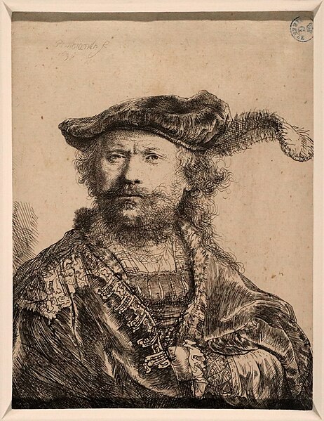 File:Rembrandt van rijn, autoritratto con berretto di velluto piumato, 1638, acquaforte II stato (gdsu).jpg