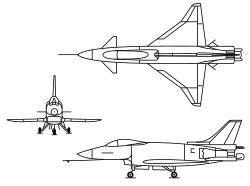 Az X–31 háromnézeti rajza