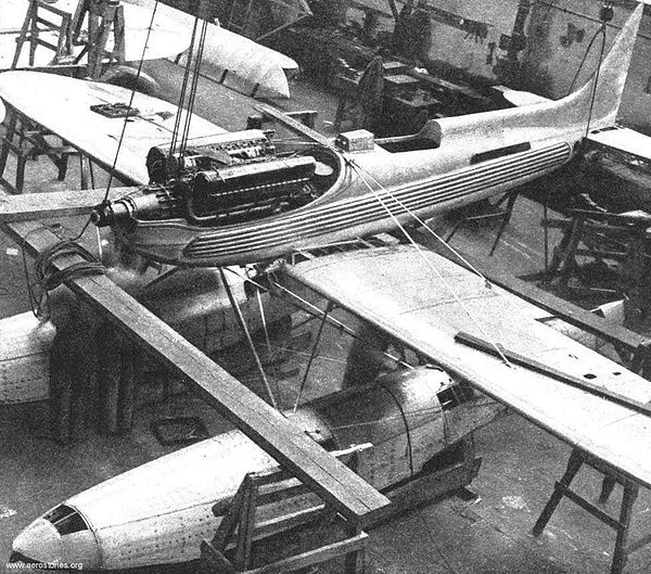 The Supermarine S.6B under construction, showing the Rolls-Royce R engine