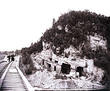 Cement mines on Joppenbergh Mountain before its 1899 collapse