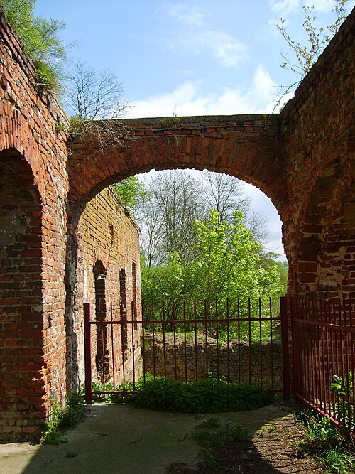 Ruins of Jasienice Abbey, a former Augustinian priory in Jasienica, Police, Poland (14th century).