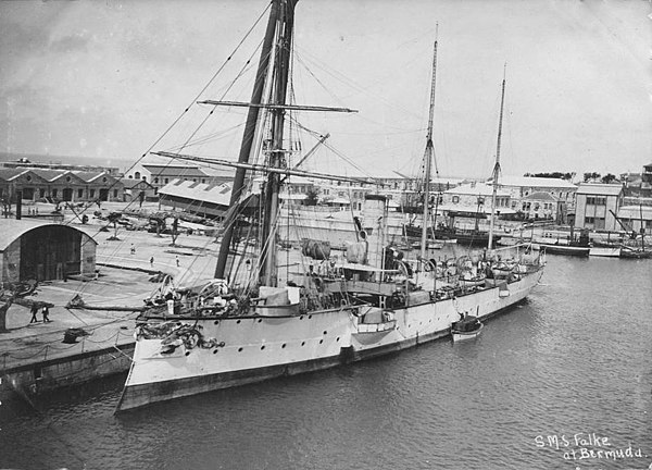 SMS Falke at the Royal Naval Dockyard Bermuda in 1903