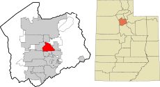 Salt Lake County Utah incorporated and unincorporated areas Murray highlighted.svg