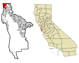 San Mateo County California Incorporated and Unincorporated areas Daly City Highlighted.svg