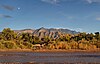 The Sandia Mountains, with the Rio Grande in the foreground