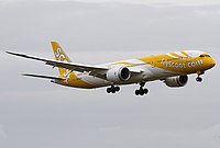 Scoot Boeing 787 on finals at Singapore Changi Airport.jpg