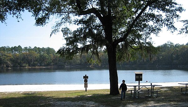 Silver Lake Recreation Area, a part of the Apalachicola National Forest, about 8 miles (13 km) from Tallahassee, Florida, in 2007