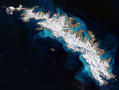 صورة ساتليَّة لِجزيرة جورجيا الجنوبيَّة
