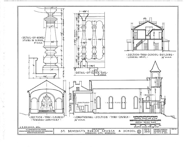 File:St. Benedict Parish Church and School, Clay and Fifth Streets, Nebraska City, Otoe County, NE HABS NEB,66-NEBCI,3- (sheet 5 of 6).tif