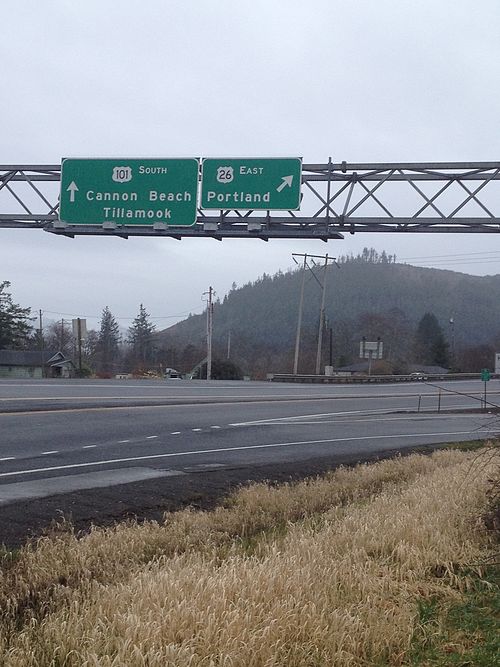 Start of US 26 in Oregon near Seaside