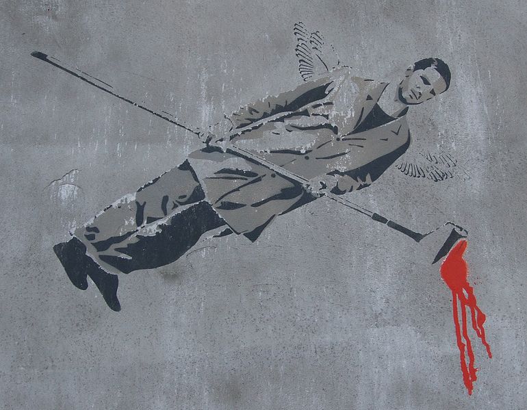 File:Stencil Graffiti at Drewniana Street in Warsaw.JPG