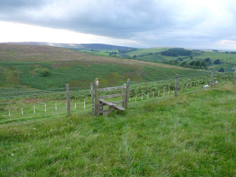 File:Stile on the footpath through Colliersford Gutter - geograph.org.uk - 2008983.jpg