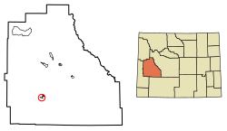 Big Piney'nin Sublette County, Wyoming'deki konumu.