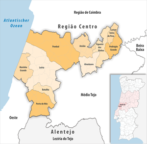 Mappa della sottoregione Região de Leiria