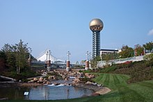 View of 1982 fairgrounds, with the Sunsphere Sunsphere.jpg