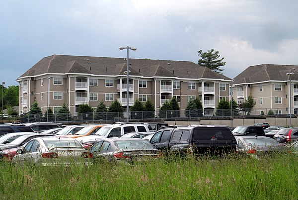 A nearby apartment complex built as transit-oriented development