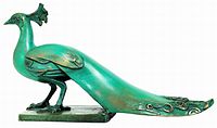 Peacock, bronze sculpture, 2000